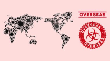Dokulu Biyolojik Tehlike Mühürlü Coronavirus Mozaik Dünya Haritası