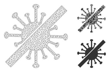 Dezenfekte Coronavirus Vektör Kabartma Model ve Üçgen Mozaik Simgesi