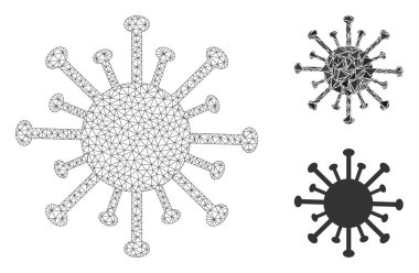 Coronavirus Vektör Kabartma Modeli ve Üçgen Mozaik Simgesi
