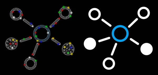 Flare Mesh 2d Vztahy Ikona s skvrnami světlice — Stockový vektor