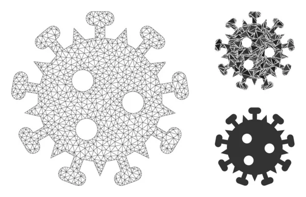 Hiv Virus Vector Mesh Network Model and Triangle Mosaic Icon — стоковий вектор