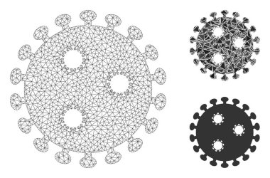 Grip Virüsü Vektör Ağı Modeli ve Üçgen Mozaik Simgesi