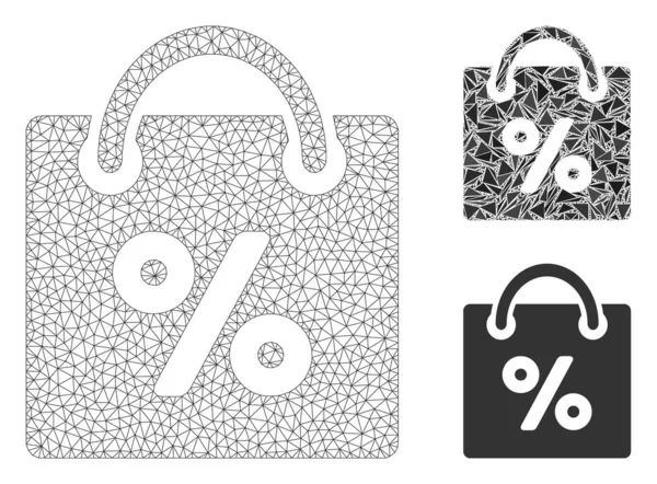 Shopping Discount Vector Mesh Netwerk Model en Driehoek Mozaïek Ikoon — Stockvector