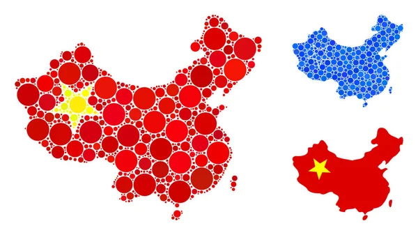 China Map Skład Ikona przedmiotów sferycznych — Wektor stockowy