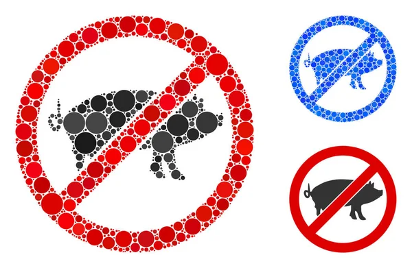 Detener Mosaico Porcino icono de puntos redondos — Archivo Imágenes Vectoriales