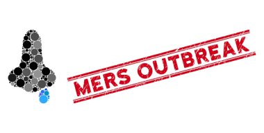 Çizilmiş Mers Salgın Çizgisi Mühürlü Mozaik Burun Gribi Simgesi