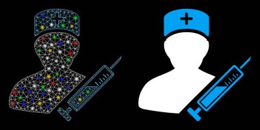 Işık Noktalı Parlak Kablo Çerçevesi Sıhhiye Simgesi