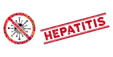 Kolaj Koronavirüs Simgesini Çizilmiş Hepatit Çizgisi ile Durdur