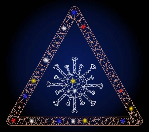 Flare Mesh 2d Coronavirus Warning with Flare Spots — Stockový vektor