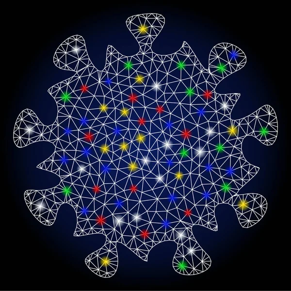 Flare Mesh Wire Frame Mers Virus with Flare Spots — Stockový vektor