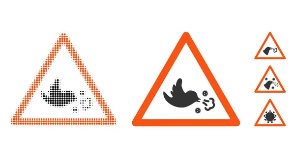 Avertissement de grippe aviaire Halftone et icône solide — Image vectorielle