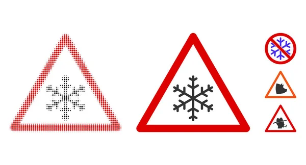 Snow Warning Halftone και Solid Icon — Διανυσματικό Αρχείο