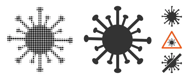 Coronavirus Halftone et Icône solide — Image vectorielle