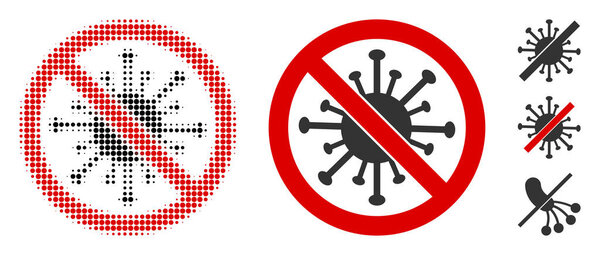 Stop Coronavirus Halftone and Solid Icon