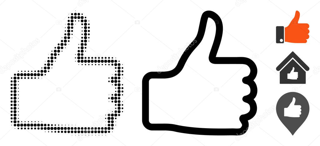 Thumb Up Halftone and Solid Icon