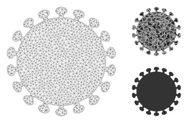 Virüs Kabuk Vektörü Ağ Modeli ve Üçgen Mozaik Simgesi