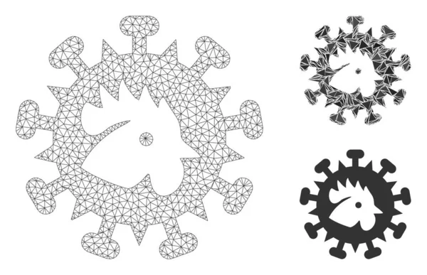 Madárinfluenza vírus vektor háló drótháló keret modell és háromszög mozaik ikon — Stock Vector