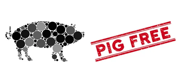 Collage Icône de porc avec joint de ligne sans porc de détresse — Image vectorielle