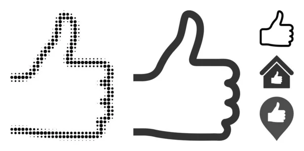 Thumb Up Halftone and Solid Icon — 스톡 벡터