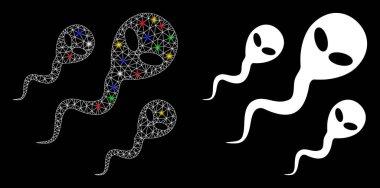 Parlak Ağlı Uzaylı Sperm Simgesi Işık Noktalı