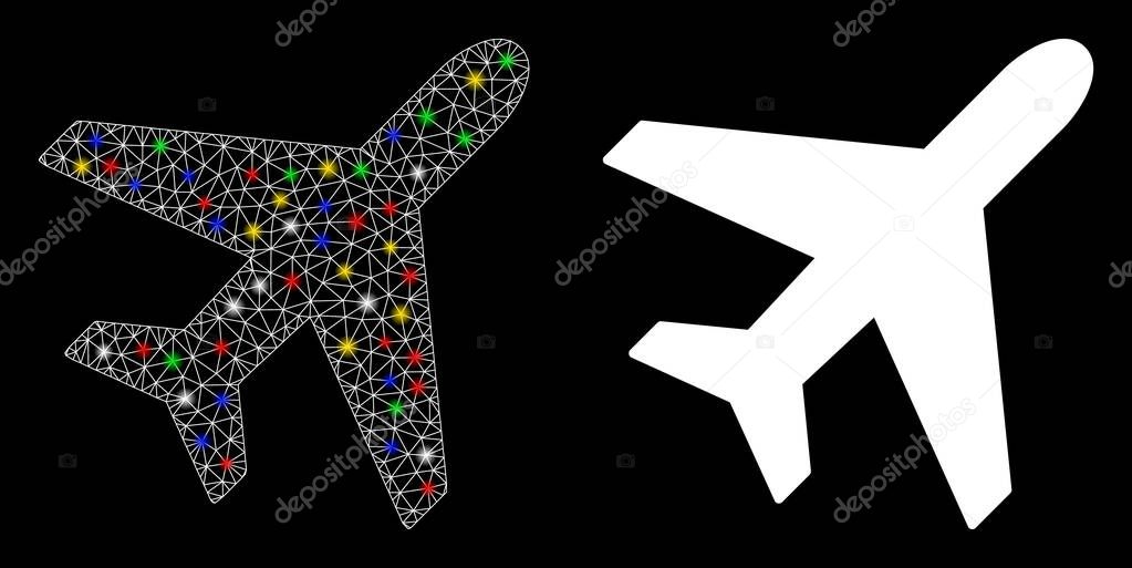 Flare Mesh Carcass Plane Icon with Flare Spots
