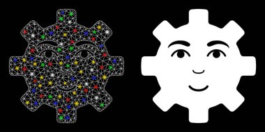Parlak Ağlı Mutlu Hizmet Dişli Güleryüz Simgesi Fişek Benekli