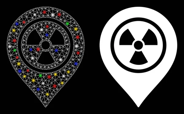 Flare Mesh Network Radioactive Marker Icon with Flare Spots — стоковий вектор