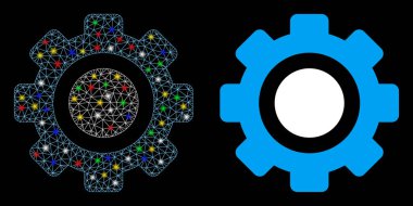 Flaş Noktalı Parlak Ağ 2d Dişli Simgesi