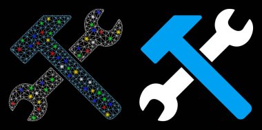 Işıldayan Ağ 2d Çekiç ve Aydınlık Benekli Kıvrık Simgesi