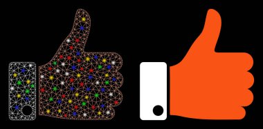 Parlak Izgara Ağı İşaret Lekeli Simgeyi Başparmağıyla Yukarı Gönder