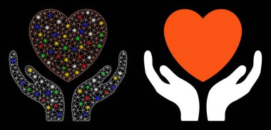 Işık Lekeli Parlak Ağlı Karkas Kalp Bakımı Simgesi