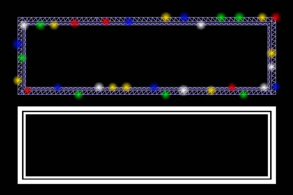 Flare Mesh 2D Double Rectangle Frame Icon with Flare Spots — Stock Vector