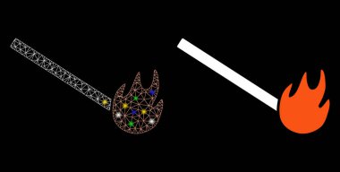 Parlak Ağ Gövdesi Yanmış Kibrit Simgesi Benekli