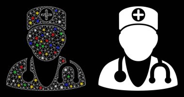 Parlak Ağ 2d Işık Lekeli Doktor Simgesi