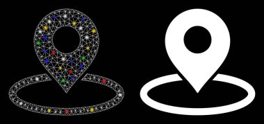 Flare Mesh Wire Frame Map Marker Location Icon with Light Spots