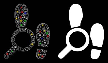 Flare Mesh Wire Frame Explore Footprints Icon with Flare Spots