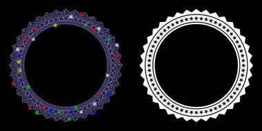 Fişek Kablosu Çerçeve Rosette Dairesel Yıldız Çerçeve Simgesi Fişek Benekli