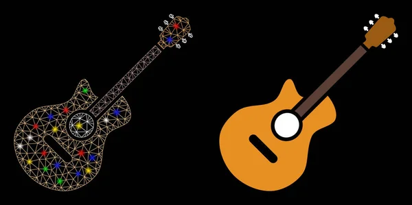 Flare mesh 2d gitarre icon mit flash spots — Stockvektor