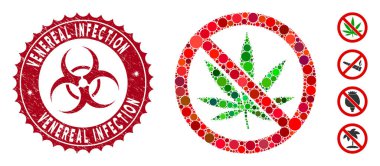 Grunge Zührevi Enfeksiyon Damgalı Marihuana Simgesi Yok