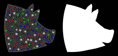 Işıl ışıl yanan benekli domuz kafası.