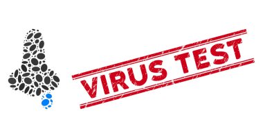 Dokulu Virüs Test Çizgisi ile Mozaik Burun Gribi Simgesi
