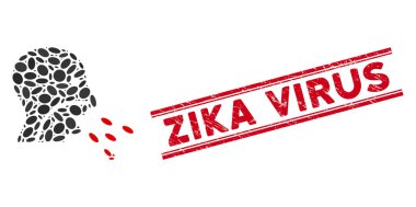 Mozaik Hasta Enfeksiyon Simgesi Tehlike Zika Virüs Hattı Mührü