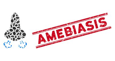 Grunge Amebiasis Hattı Mühürlü Kolaj Burun Nefes Simgesi