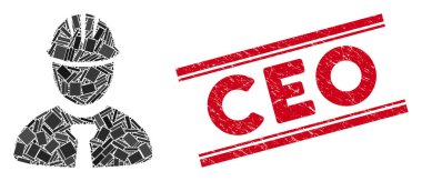 Mühendis Mozaik ve Çizgilerle Mühendis Ceo Damgası