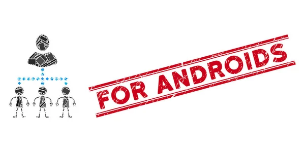Administrar androides mosaico y rayado para androides Sello con líneas — Archivo Imágenes Vectoriales