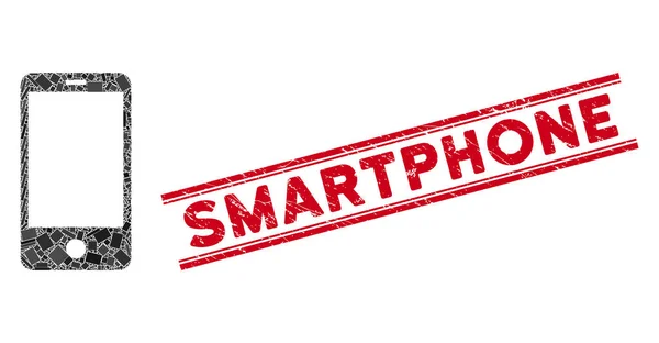 Smartphone Mosaik und Grunge Smartphone Stempel mit Linien — Stockvektor