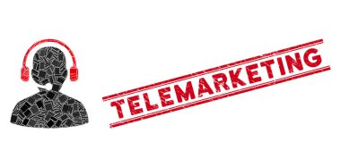 Mozaik ve Grunge 'a Hatlar ile Telepazarlama Mührü
