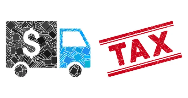Tax Collector Car Mosaic and Grunge Tax Watermark with Lines — 스톡 벡터
