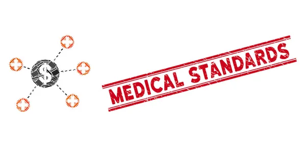 Фінансові медичні зв "язки Mosaic and Distress Medical Standards Watermark with Lines — стоковий вектор