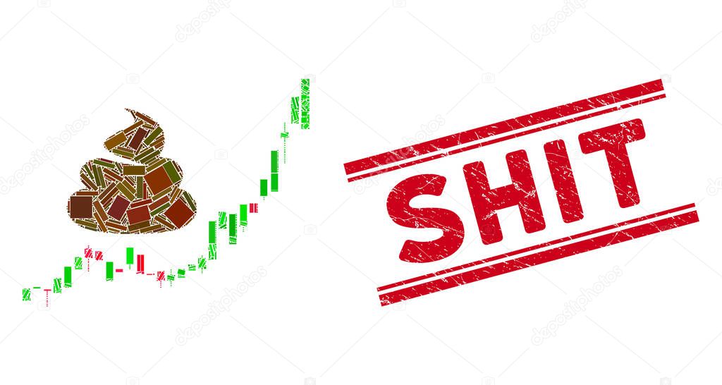 Shit Hyip Candle Chart Mosaic and Distress Shit Watermark with Lines